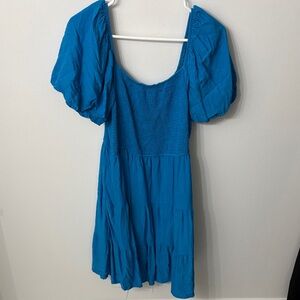 Zesica Blue Puff Sleeve Dress